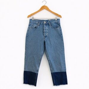 Rag & Bone Two-Tone Raw Hem Jeans Size 31 Cropped Denim